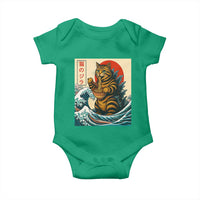 Catzilla Baby Onesie Cute Cat Eating Ramen Japanese Sun Wave Art - Wonder Print Shop