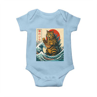 Catzilla Baby Onesie Cute Cat Eating Ramen Japanese Sun Wave Art - Wonder Print Shop