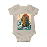 Catzilla Baby Onesie Cute Cat Eating Ramen Japanese Sun Wave Art - Wonder Print Shop