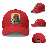 Cute Giant Cat Monster Eating Ramen Baseball Cap Japanese Sun Wave Art