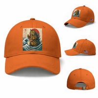 Cute Giant Cat Monster Eating Ramen Baseball Cap Japanese Sun Wave Art