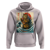 Catzilla Hoodie Cute Cat Eating Ramen Japanese Sun Wave Art - Wonder Print Shop