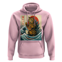 Catzilla Hoodie Cute Cat Eating Ramen Japanese Sun Wave Art - Wonder Print Shop