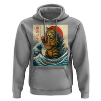 Catzilla Hoodie Cute Cat Eating Ramen Japanese Sun Wave Art - Wonder Print Shop