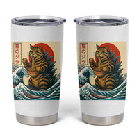 Catzilla Tumbler Cup Cute Cat Eating Ramen Japanese Sun Wave Art