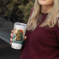 Catzilla Tumbler Cup Cute Cat Eating Ramen Japanese Sun Wave Art