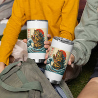 Catzilla Tumbler Cup Cute Cat Eating Ramen Japanese Sun Wave Art