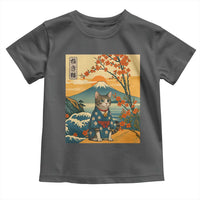 Japanese Ukiyo E Cat Kimono Toddler T Shirt Mount Fuji Cherry Blossom Vintage Gift