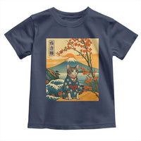 Japanese Ukiyo E Cat Kimono Toddler T Shirt Mount Fuji Cherry Blossom Vintage Gift