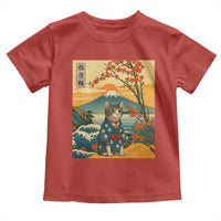 Japanese Ukiyo E Cat Kimono Toddler T Shirt Mount Fuji Cherry Blossom Vintage Gift