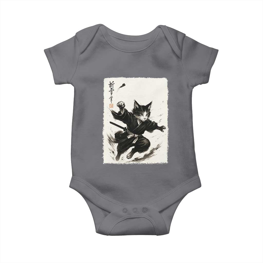 Samurai Cat Baby Onesie Japanese Sumie Cat Warrior Art - Wonder Print Shop