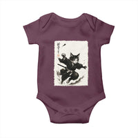 Samurai Cat Baby Onesie Japanese Sumie Cat Warrior Art - Wonder Print Shop