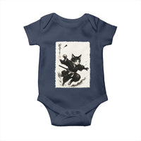 Samurai Cat Baby Onesie Japanese Sumie Cat Warrior Art - Wonder Print Shop