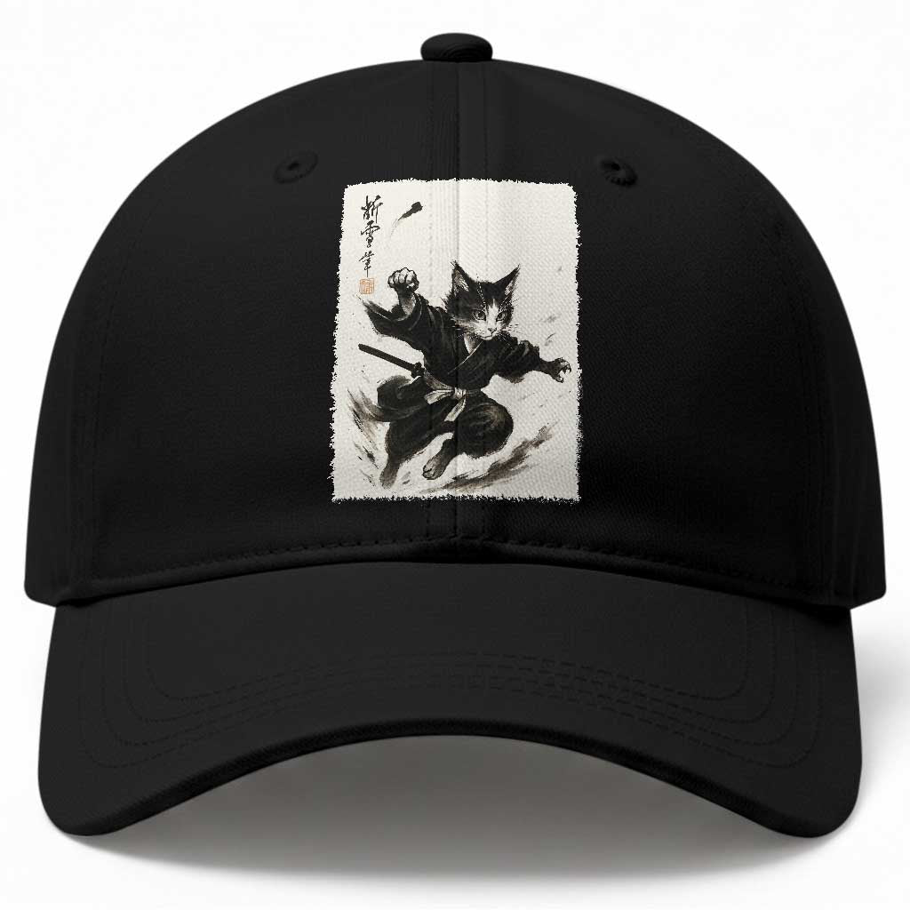 Samurai Cat Baseball Cap Japanese Sumie Cat Warrior Art