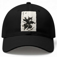 Samurai Cat Baseball Cap Japanese Sumie Cat Warrior Art