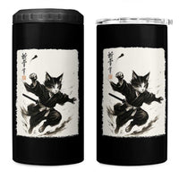 Samurai Cat 4 in 1 Can Cooler Tumbler Japanese Sumie Cat Warrior Art
