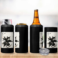 Samurai Cat 4 in 1 Can Cooler Tumbler Japanese Sumie Cat Warrior Art