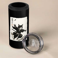 Samurai Cat 4 in 1 Can Cooler Tumbler Japanese Sumie Cat Warrior Art