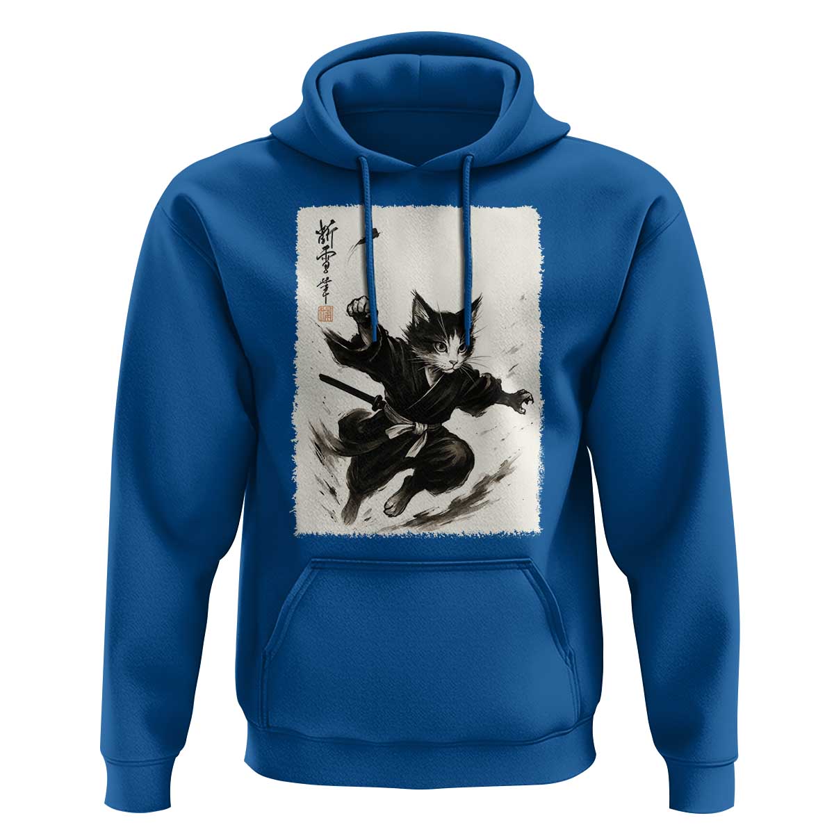 Samurai Cat Hoodie Japanese Sumie Cat Warrior Art - Wonder Print Shop