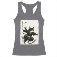 Samurai Cat Racerback Tank Top Japanese Sumie Cat Warrior Art - Wonder Print Shop