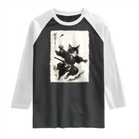Samurai Cat Raglan Shirt Japanese Sumie Cat Warrior Art - Wonder Print Shop