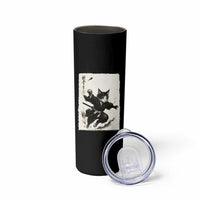 Samurai Cat Skinny Tumbler Japanese Sumie Cat Warrior Art