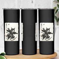 Samurai Cat Skinny Tumbler Japanese Sumie Cat Warrior Art