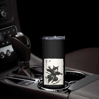 Samurai Cat Skinny Tumbler Japanese Sumie Cat Warrior Art