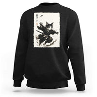 Samurai Cat Sweatshirt Japanese Sumie Cat Warrior Art - Wonder Print Shop