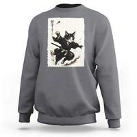 Samurai Cat Sweatshirt Japanese Sumie Cat Warrior Art - Wonder Print Shop