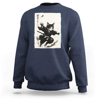 Samurai Cat Sweatshirt Japanese Sumie Cat Warrior Art - Wonder Print Shop