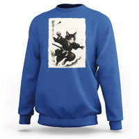Samurai Cat Sweatshirt Japanese Sumie Cat Warrior Art - Wonder Print Shop