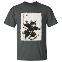 Samurai Cat T Shirt Japanese Sumie Cat Warrior Art - Wonder Print Shop