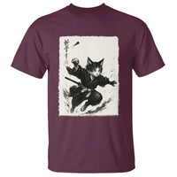 Samurai Cat T Shirt Japanese Sumie Cat Warrior Art - Wonder Print Shop