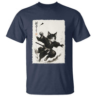 Samurai Cat T Shirt Japanese Sumie Cat Warrior Art - Wonder Print Shop