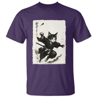 Samurai Cat T Shirt Japanese Sumie Cat Warrior Art - Wonder Print Shop