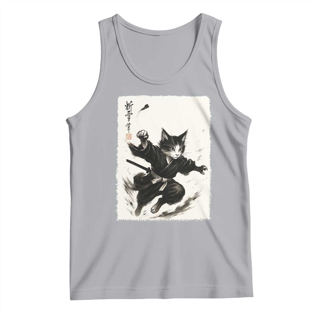 Samurai Cat Tank Top Japanese Sumie Cat Warrior Art - Wonder Print Shop