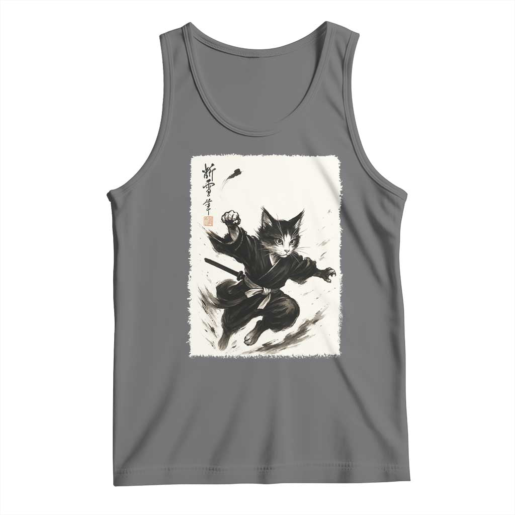 Samurai Cat Tank Top Japanese Sumie Cat Warrior Art - Wonder Print Shop