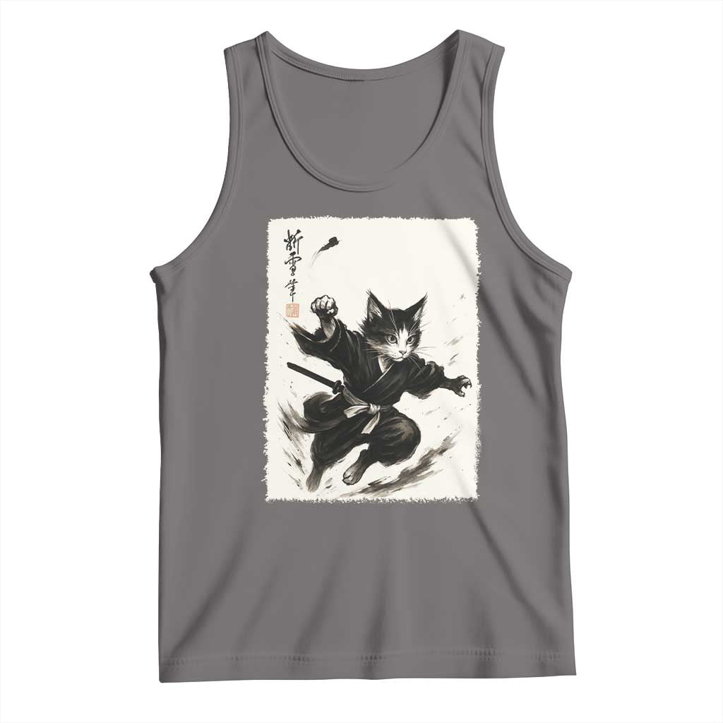Samurai Cat Tank Top Japanese Sumie Cat Warrior Art - Wonder Print Shop