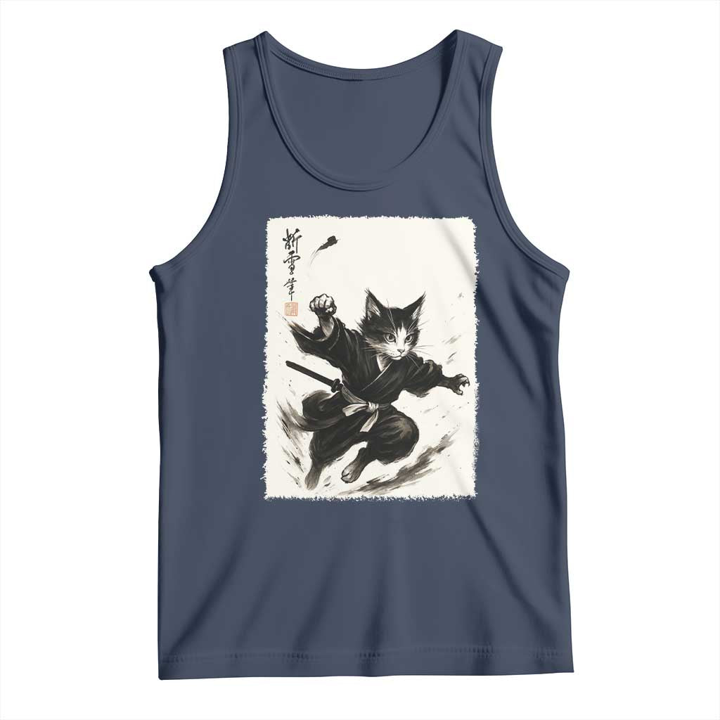 Samurai Cat Tank Top Japanese Sumie Cat Warrior Art - Wonder Print Shop
