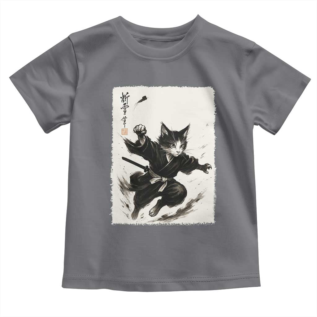 Samurai Cat Toddler T Shirt Japanese Sumie Cat Warrior Art - Wonder Print Shop