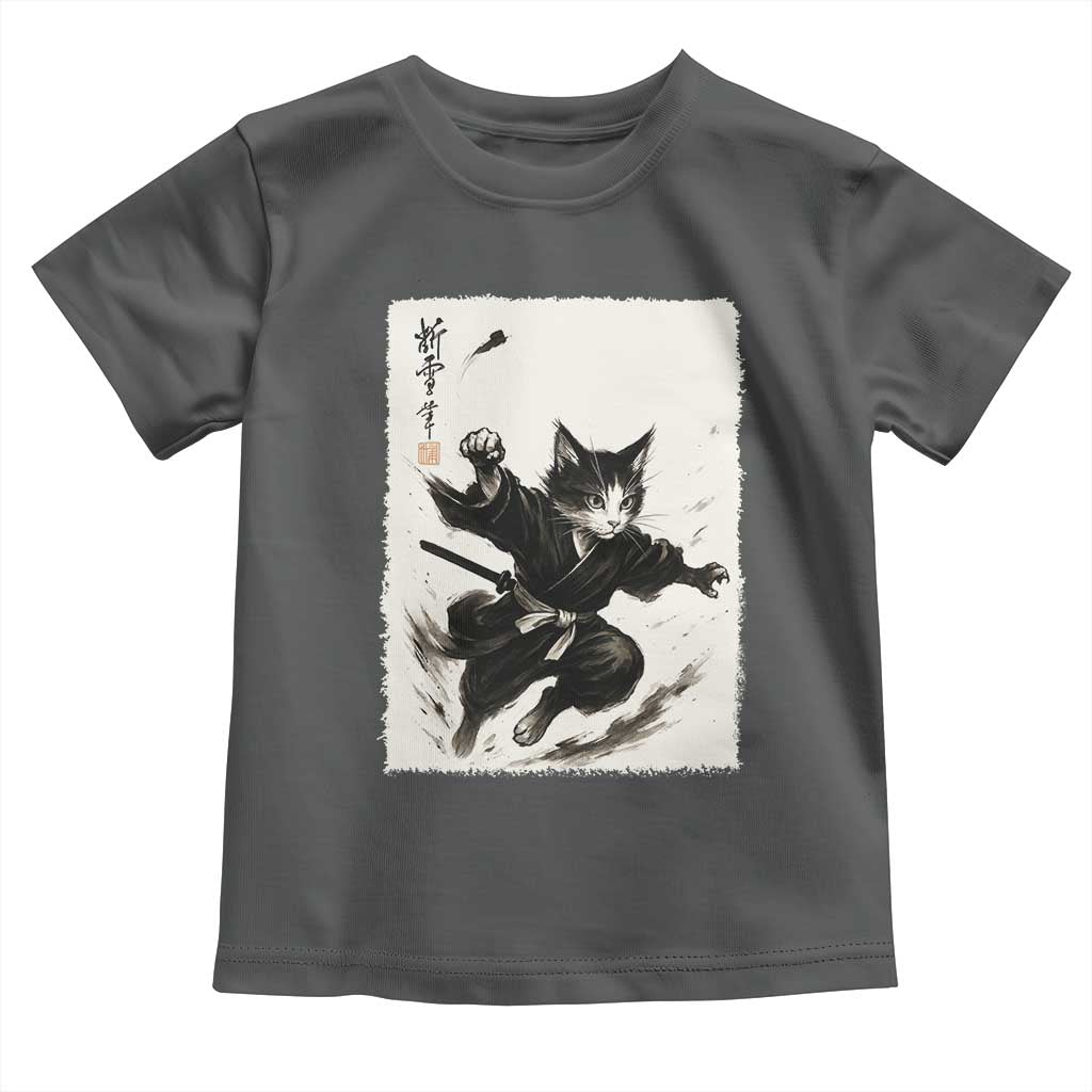 Samurai Cat Toddler T Shirt Japanese Sumie Cat Warrior Art - Wonder Print Shop