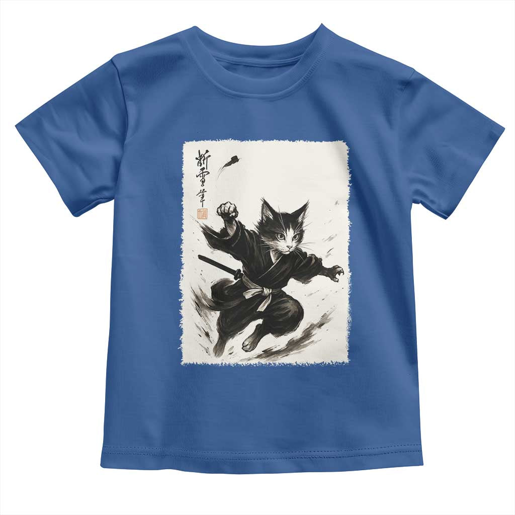 Samurai Cat Toddler T Shirt Japanese Sumie Cat Warrior Art - Wonder Print Shop