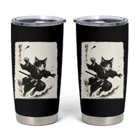Samurai Cat Tumbler Cup Japanese Sumie Cat Warrior Art