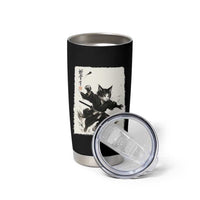 Samurai Cat Tumbler Cup Japanese Sumie Cat Warrior Art