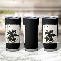 Samurai Cat Tumbler Cup Japanese Sumie Cat Warrior Art