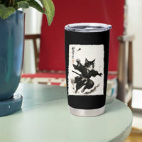 Samurai Cat Tumbler Cup Japanese Sumie Cat Warrior Art