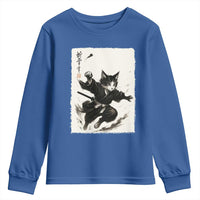Samurai Cat Youth Sweatshirt Japanese Sumie Cat Warrior Art - Wonder Print Shop