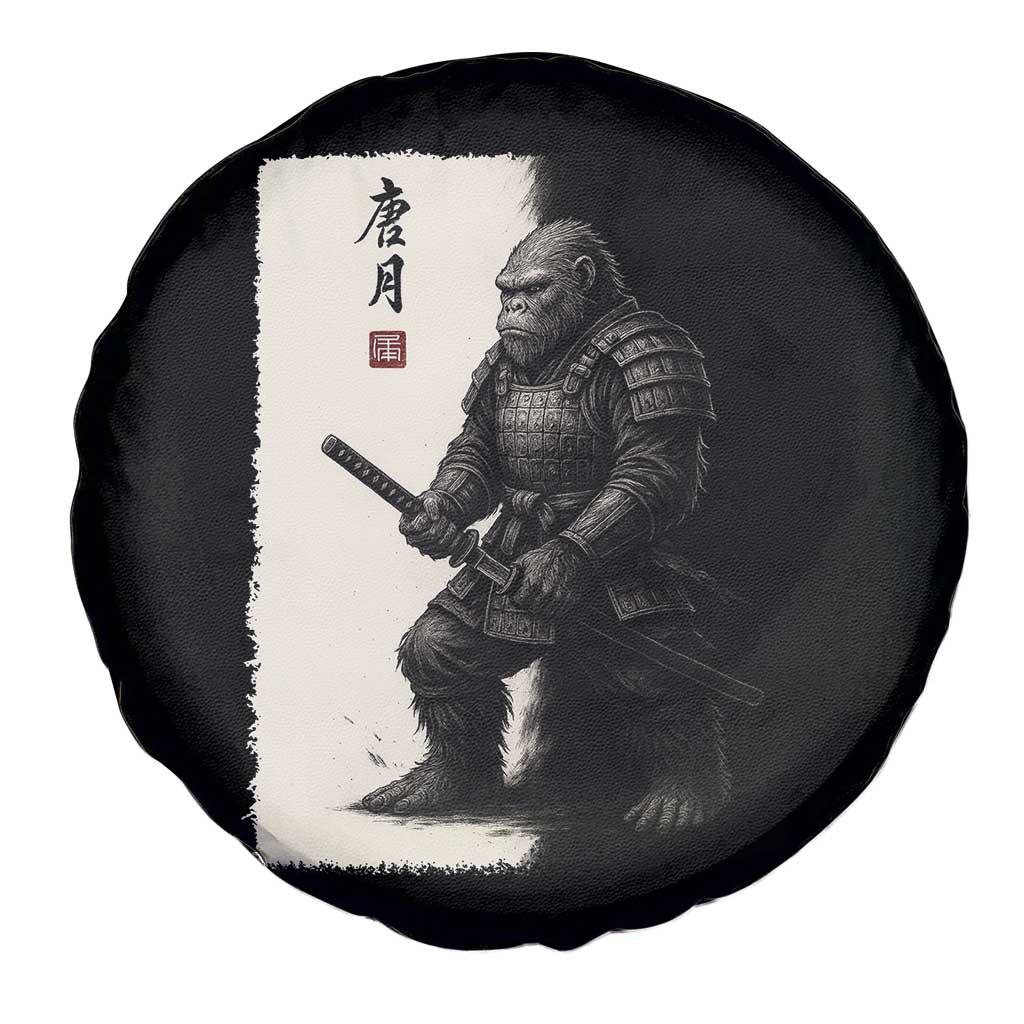 Samurai Bigfoot Spare Tire Cover Japanese Vintage Graphic Sumie Warrior Art - Wonder Print Shop