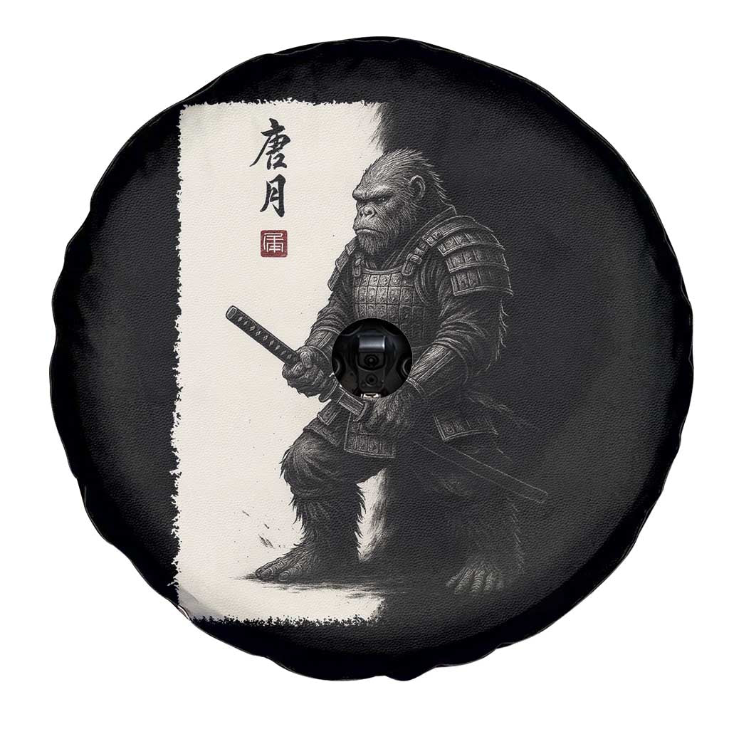 Samurai Bigfoot Spare Tire Cover Japanese Vintage Graphic Sumie Warrior Art - Wonder Print Shop
